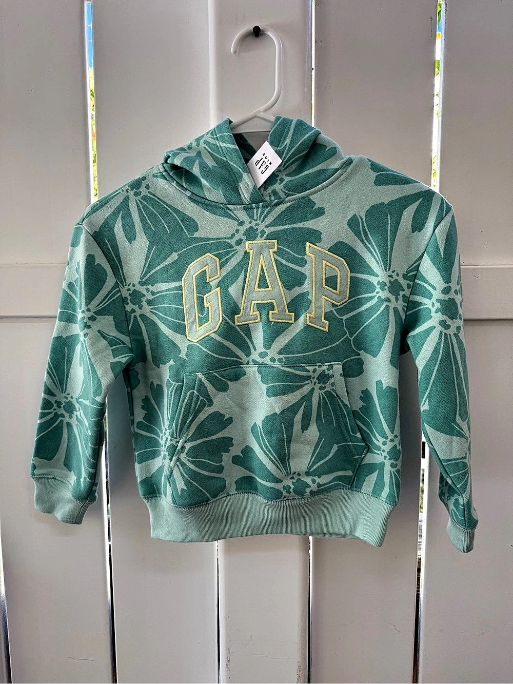 Gap Girls Green Floral Hoodie Size Small  (6-7) NWT